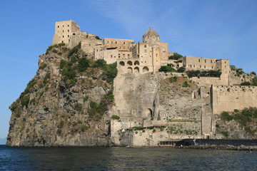 Fototapeta na wymiar Ancient Aragonese Castle in Ischia Ponte. The fortification stan