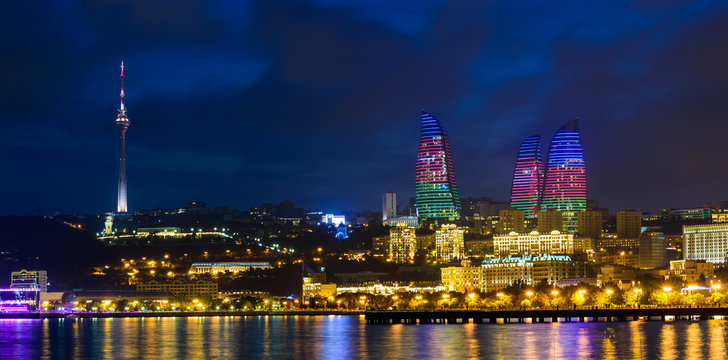 Baku, Azerbaijan at night