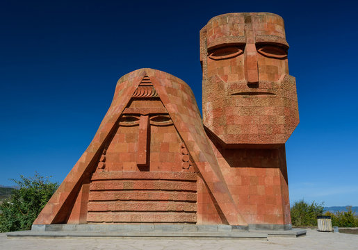 We are our mountains monument in Stepanakert