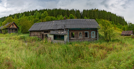 Houses abandoned non-residential in the village of Usva. Gremyachinsky district, Perm Krai, Russia