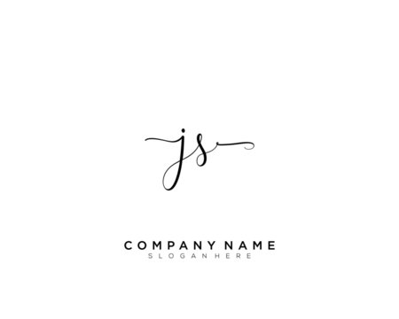 J S JS Initial handwriting logo vector	