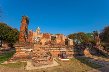 Ubosot (Ordination Hall) at Wat Khudeedao the ruin of a Buddhist temple in the Ayutthaya historical...