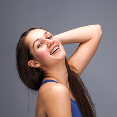 Obraz premium Piękna kobieta twarz z bliska portret studio