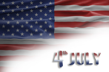 Fototapeta na wymiar American National Holiday. Background with American flag and national colors. Text: 4th July