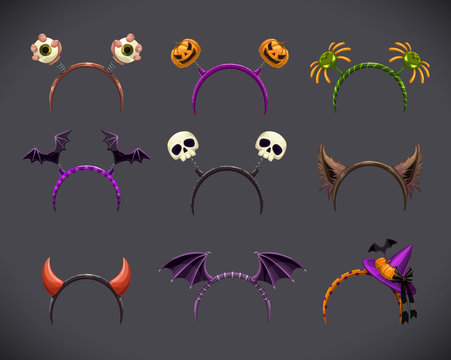 Spooky head bands collection. Hallowine costume element.