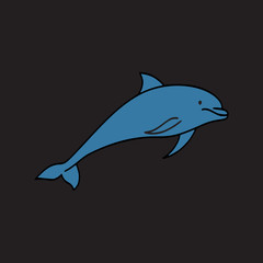 Cute dolphin vector art illustration icon on black background