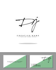 D J DJ initial logo signature vector. Handwriting concept logo.
