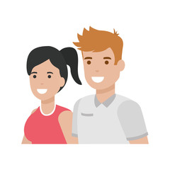 Couple of woman and man cartoon design
