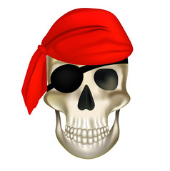 Pirate skull with red hat. vector
