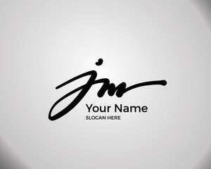 J M JM initial logo signature vector. Handwriting concept logo.