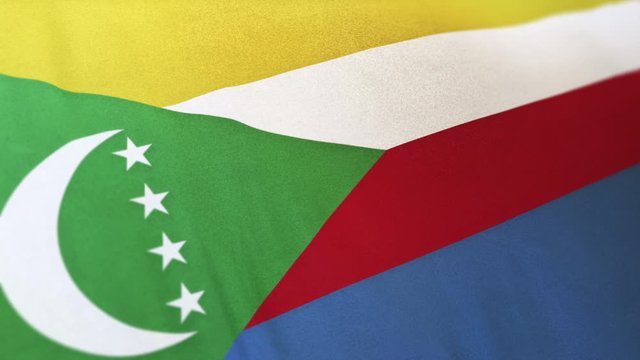 Comoros national flag seamlessly waving on realistic satin texture 29.97FPS