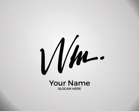 W M WM initial logo signature vector. Handwriting concept logo.