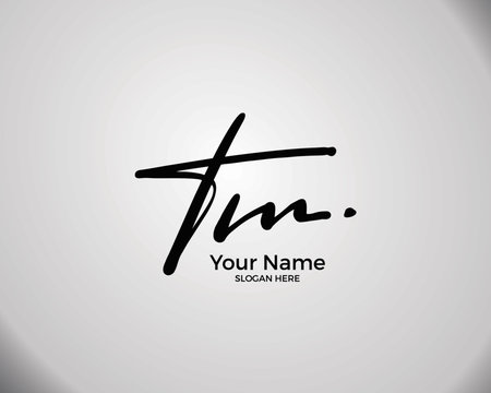 T M TM initial logo signature vector. Handwriting concept logo.