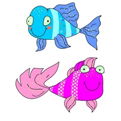 Illustration of cartoon fish