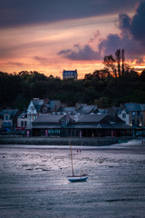 dramatic sunset at coast