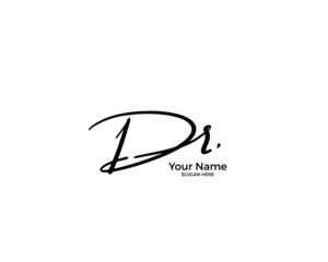 D R DR initial logo signature vector. Handwriting concept logo.