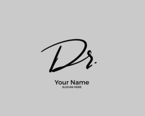 D R DR initial logo signature vector. Handwriting concept logo. - obrazy, fototapety, plakaty