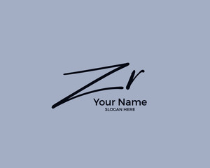 Z R ZR initial logo signature vector. Handwriting concept logo.