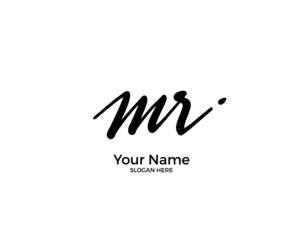 M R MR initial logo signature vector. Handwriting concept logo.