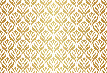 Seamless Arabesque Floral Pattern. Art Deco Style Background. Vector Abstract Flower Texture.