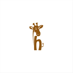 Letter H for Giraffe silhouette logo design idea