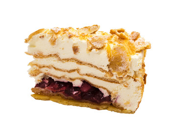 Choux pastry Flakes pie in German called (Flockentorte) isolated.  Baden Wuerttemberg, Germany, Europe