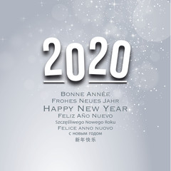 Faire part - Carte de voeux - Multilangues - Happy New Year 2020