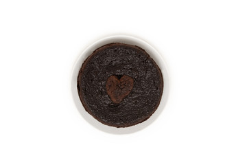 Chocolate heart shaped cake made at home
