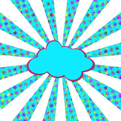 Comic abstract rays burst background design template with cloud shape speech bubble