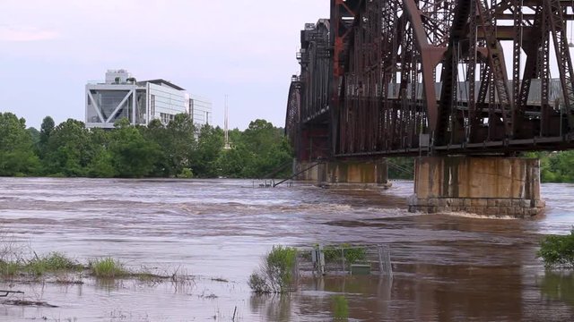 Flooded Arkansas River Near Clinton Presidential Library, June 2019