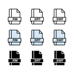 Simple vector square file types and formats labels icon set
