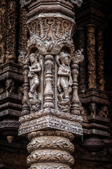 Fototapeta na wymiar god goddess wood sculpture statue, exterior architecture, Sanctuary of Truth, Thailand