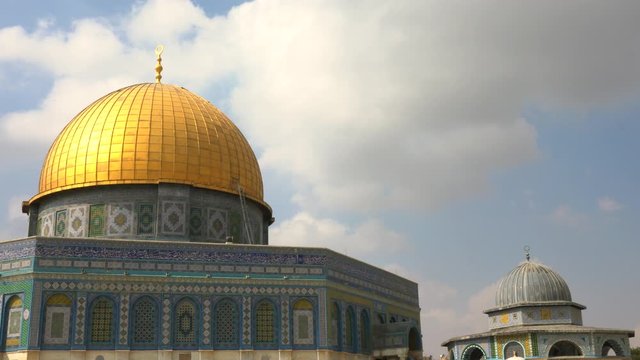 Dome of the Rock. Golden Dome with Al-Aqsa Mosque over Temple Mount - third holiest place in Islam in the world and sacred place for all muslims. JERUSALEM, ISRAEL.