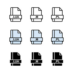 Set of Document File Formats and Labels icons. Vector illustration.