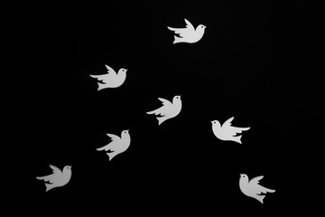 group of flying white dove decoration of peace