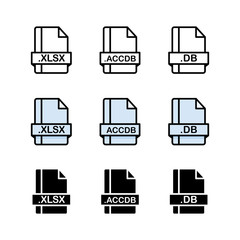 Set of Document File Formats and Labels icons. Vector illustration.