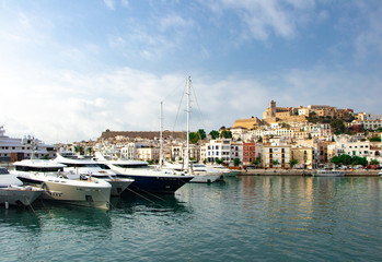 Fototapeta na wymiar Port of Ibiza and old town Ibiza