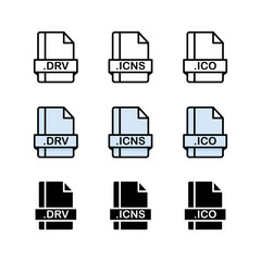 Set of Document File Formats and Labels icons. Vector illustration.