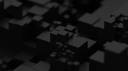 Abstract black background. Voxel background. Data center technology.