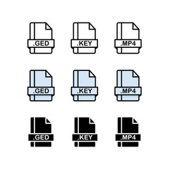 Set of Document File Formats and Labels icons. Vector illustration.