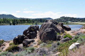 rocky lake coastline