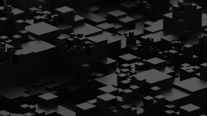 Abstract black background. Voxel background. Data center technology.