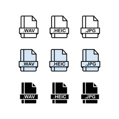Set of Document File Formats and Labels icons. Vector illustration.