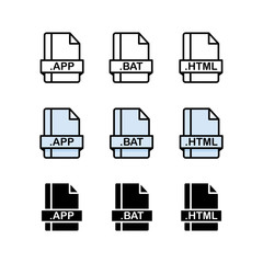 Set of Document File Formats and Labels icons. Vector illustration.