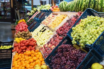 Assortment of fresh fruits at the market