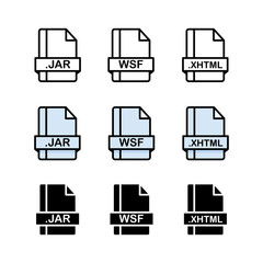 Set of Document File Formats and Labels icons. Vector illustration.