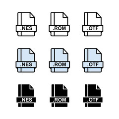 Set of Document File Formats and Labels icons. Vector illustration.
