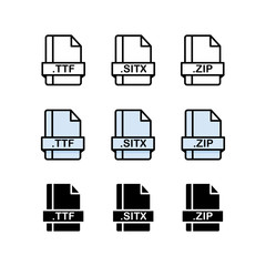 Set of Document File Formats and Labels icons. Vector illustration.