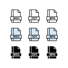 Set of Document File Formats and Labels icons. Vector illustration.