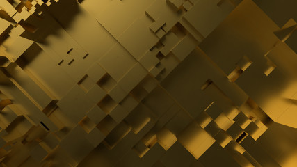 Abstract 3d boxes. golen cube background.